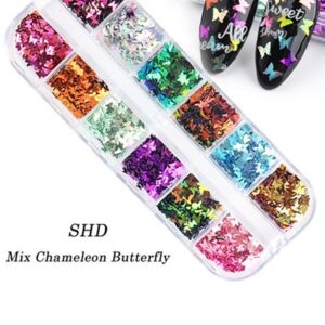 1Box Colorful Butterfly Tropical Shaped Nail Art Decoration