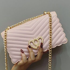 Double Heart Pattern Chevron Chain Bag
