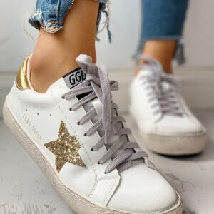 Sequins Star Design Casual Lace-Up Sneakers